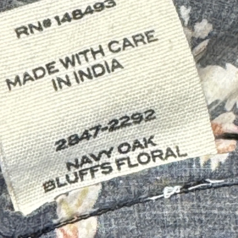 DÔEN Acton Baby Doll Mini Dress Navy Oaks Bluffs Floral Smocked Square Neck L - Picture 7 of 12